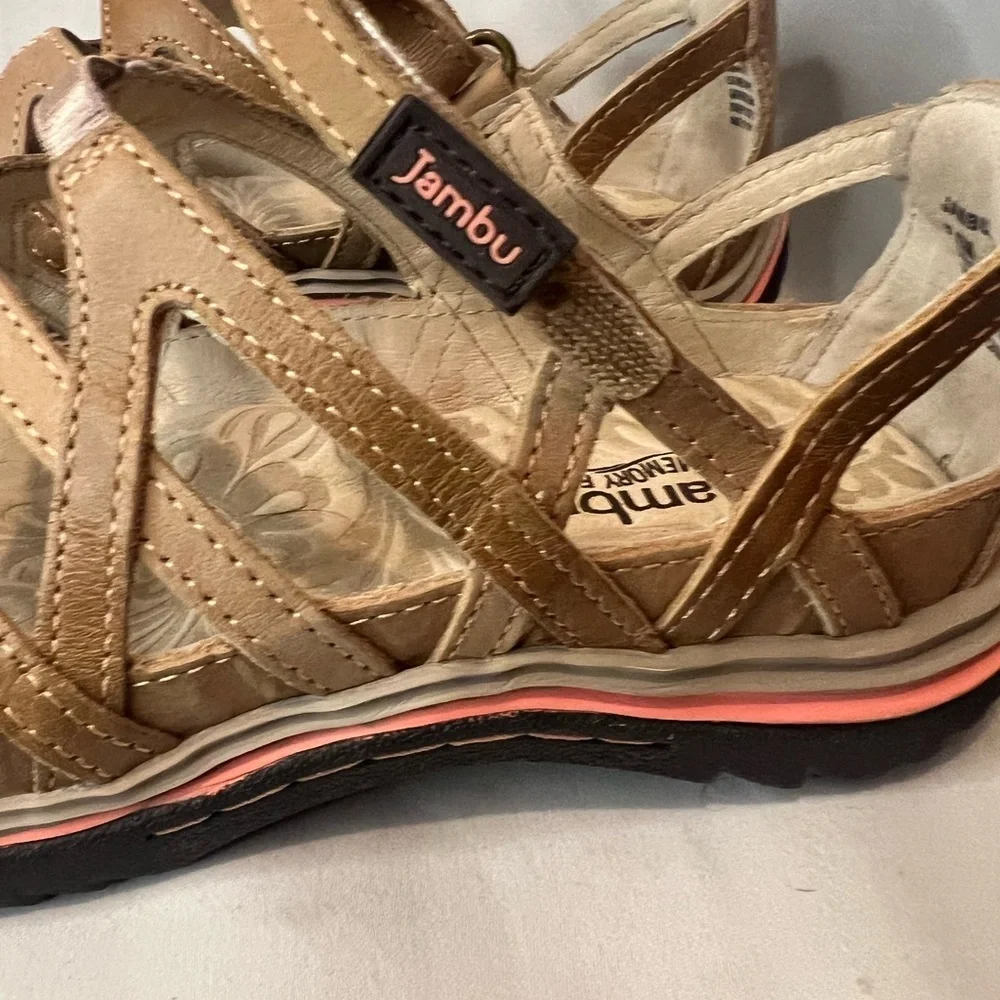 Jambu Tangerine Leather Sandals 7.5 - Picture 6 of 9